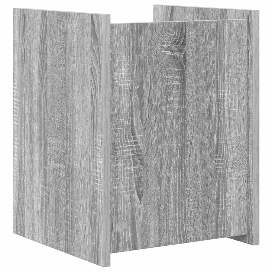 Bijzettafel Met Plank 35 X 35 X 45 Cm Bewerkt Hout Grijs sonoma