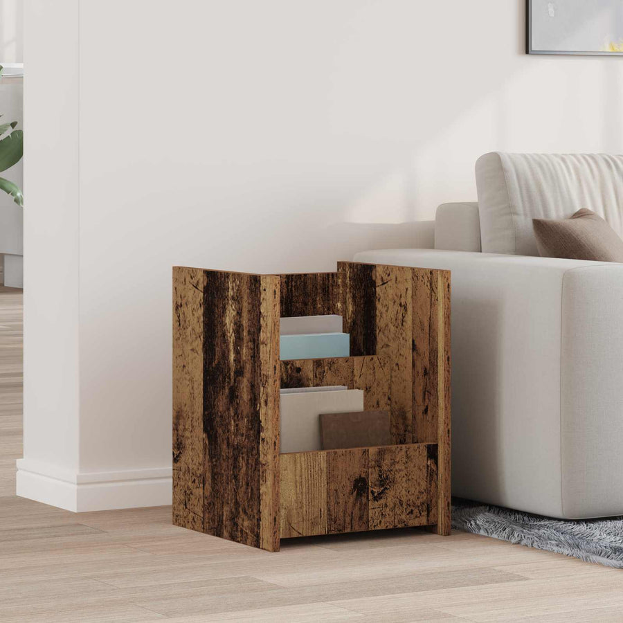 Bijzettafel Met Plank Oudhout 35 X 35 X 45 Cm Bewerkt Hout Oud hout