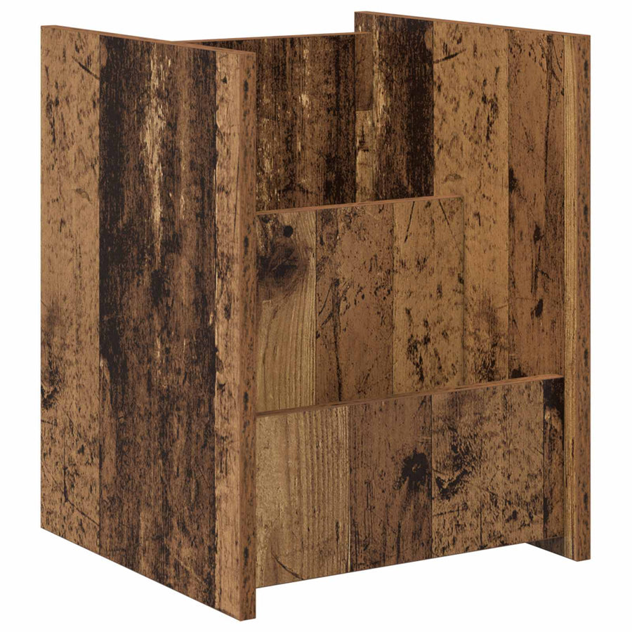 Bijzettafel Met Plank Oudhout 35 X 35 X 45 Cm Bewerkt Hout Oud hout