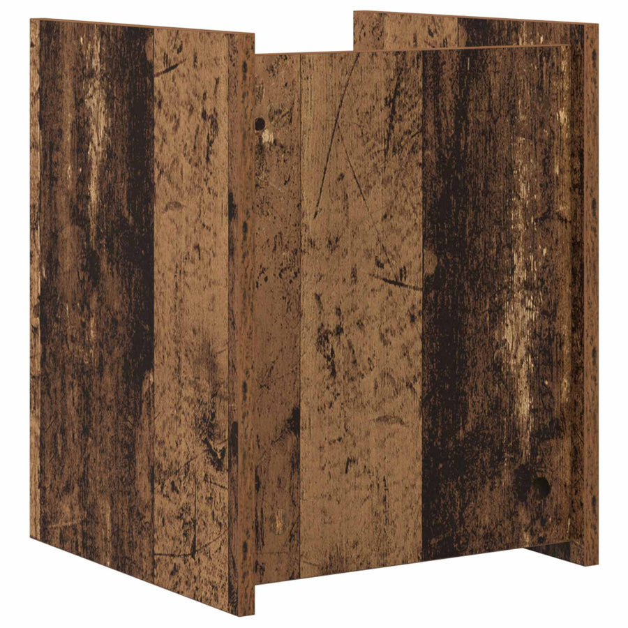 Bijzettafel Met Plank Oudhout 35 X 35 X 45 Cm Bewerkt Hout Oud hout