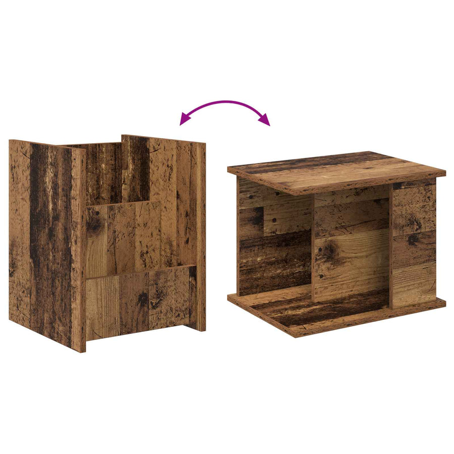 Bijzettafel Met Plank Oudhout 35 X 35 X 45 Cm Bewerkt Hout Oud hout