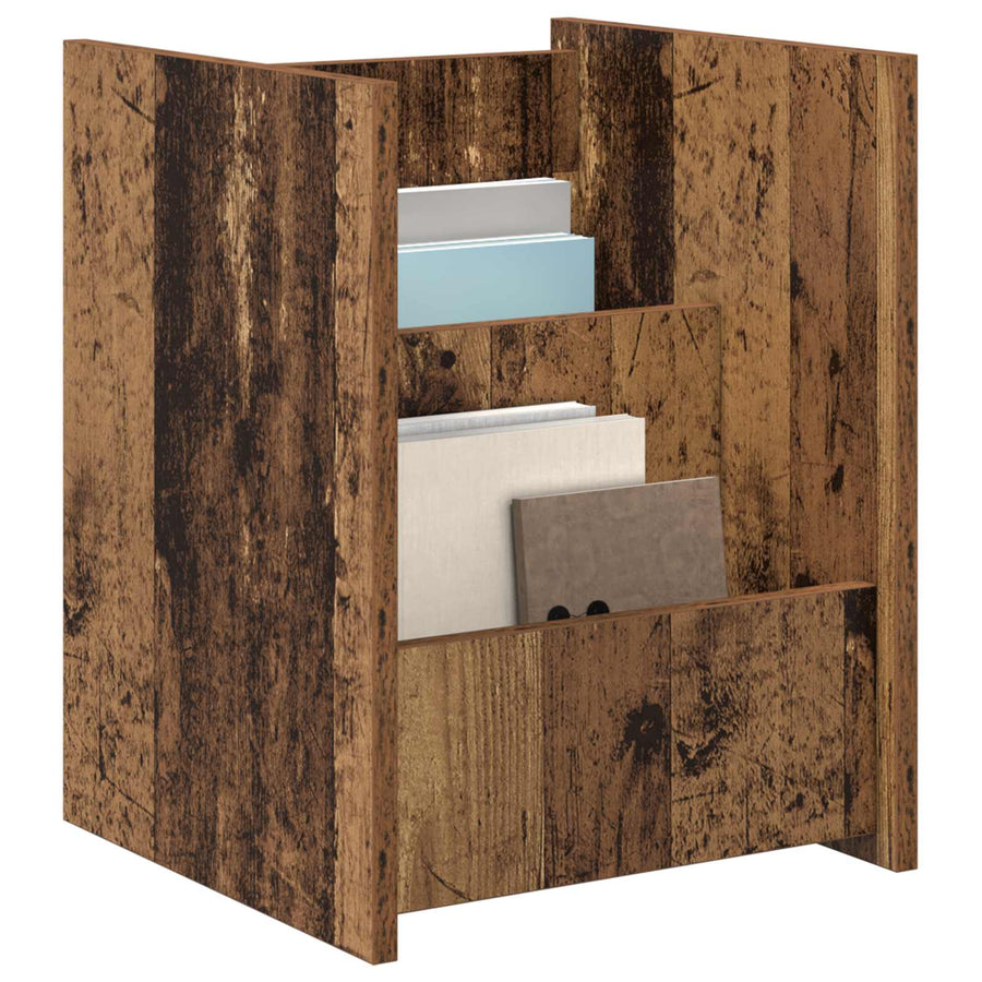Bijzettafel Met Plank Oudhout 35 X 35 X 45 Cm Bewerkt Hout Oud hout