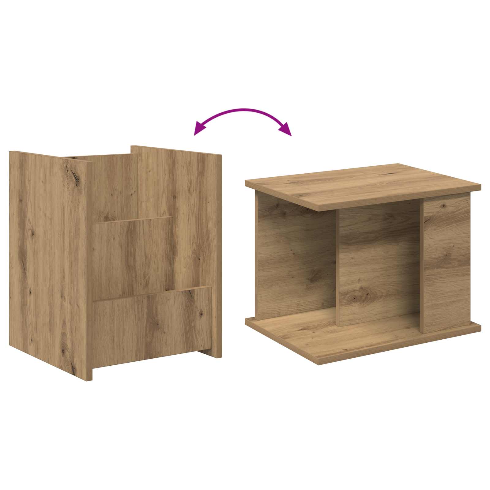 Bijzettafel Artisan Eiken 35 X 35 X 45 Cm Bewerkt Hout artisanaal eikenkleurig