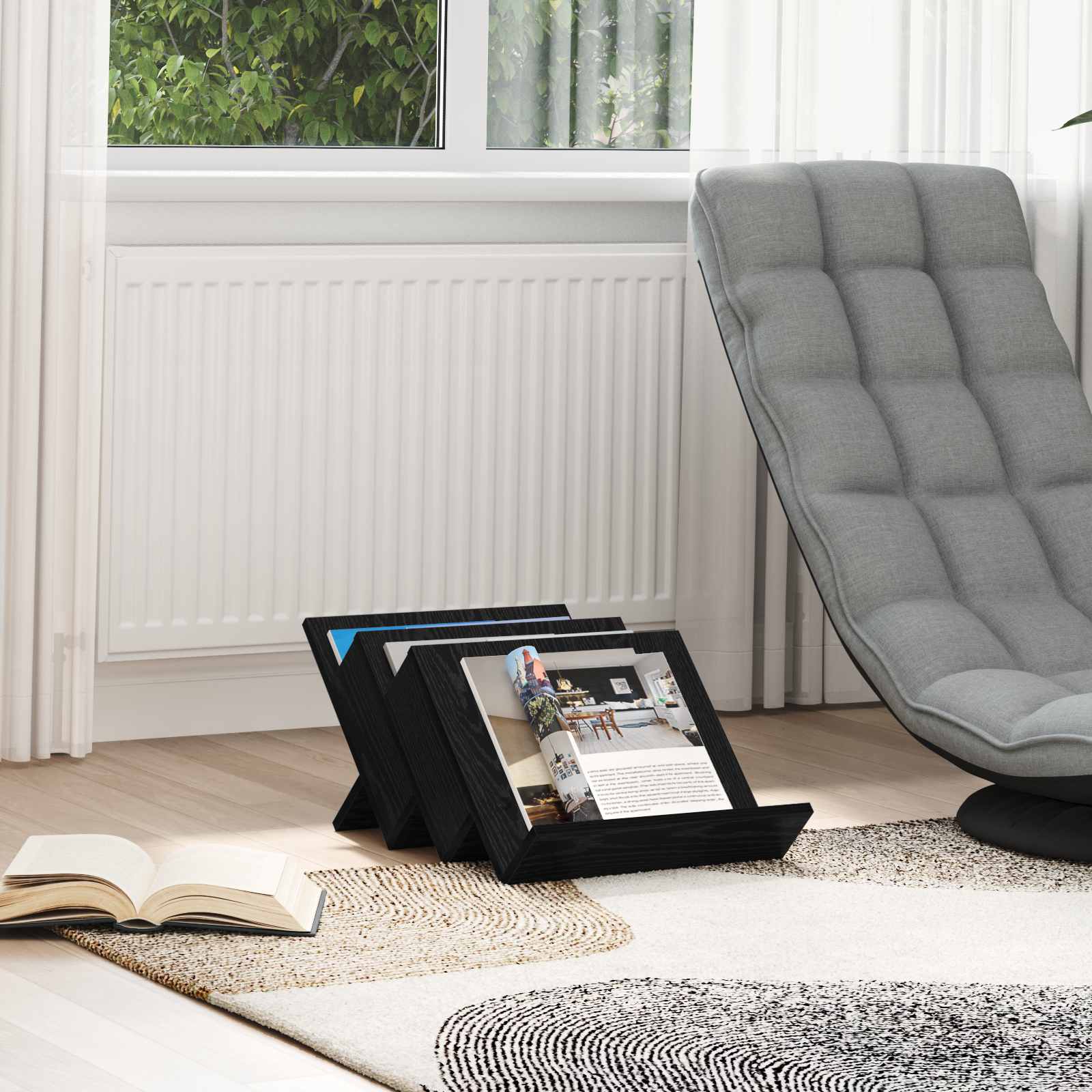 Bijzetkast Met Plank 57,5 X 40 X 42 Cm Bewerkt Hout 40 x 53 x 28,5 cm Zwart eiken
