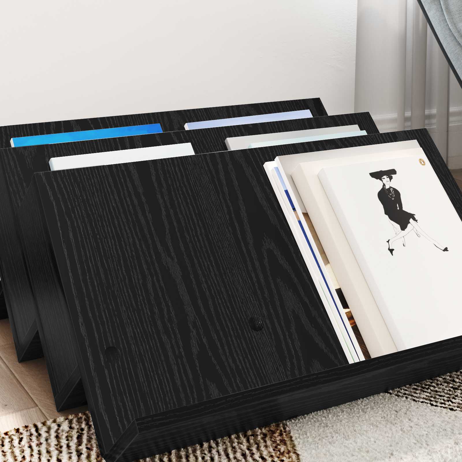 Bijzetkast Met Plank 65 X 57,5 X 42 Cm Bewerkt Hout 65 x 53 x 28,5 cm Zwart eiken