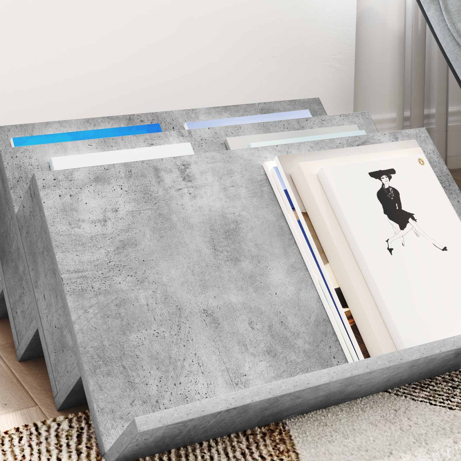 Bijzetkast Met Plank Beton Grijs 65 X 57,5 X 42 Cm Bewerkt Hout 65 x 53 x 28,5 cm Betongrijs