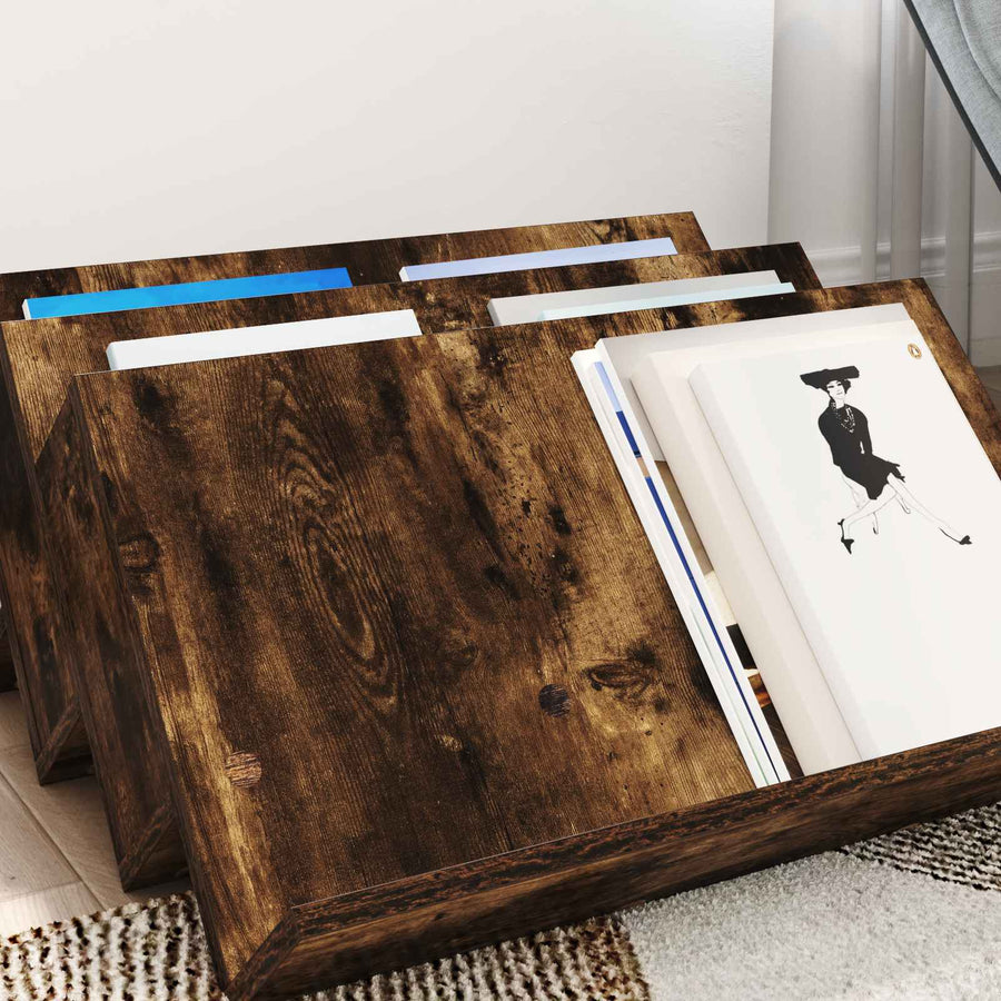 Bijzetkast 65 X 57,5 X 42 Cm Bewerkt Hout 65 x 53 x 28,5 cm Gerookt eiken