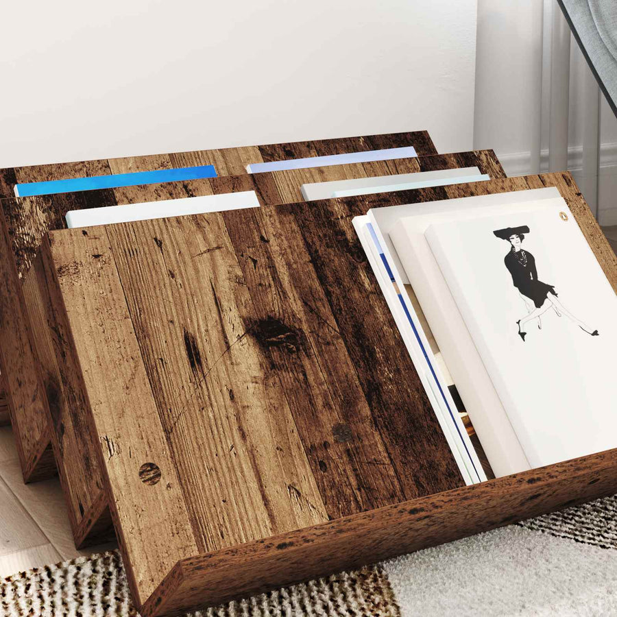 Bijzetkast Met Plank Oudhout 65 X 57,5 X 42 Cm Bewerkt Hout 65 x 53 x 28,5 cm Oud hout