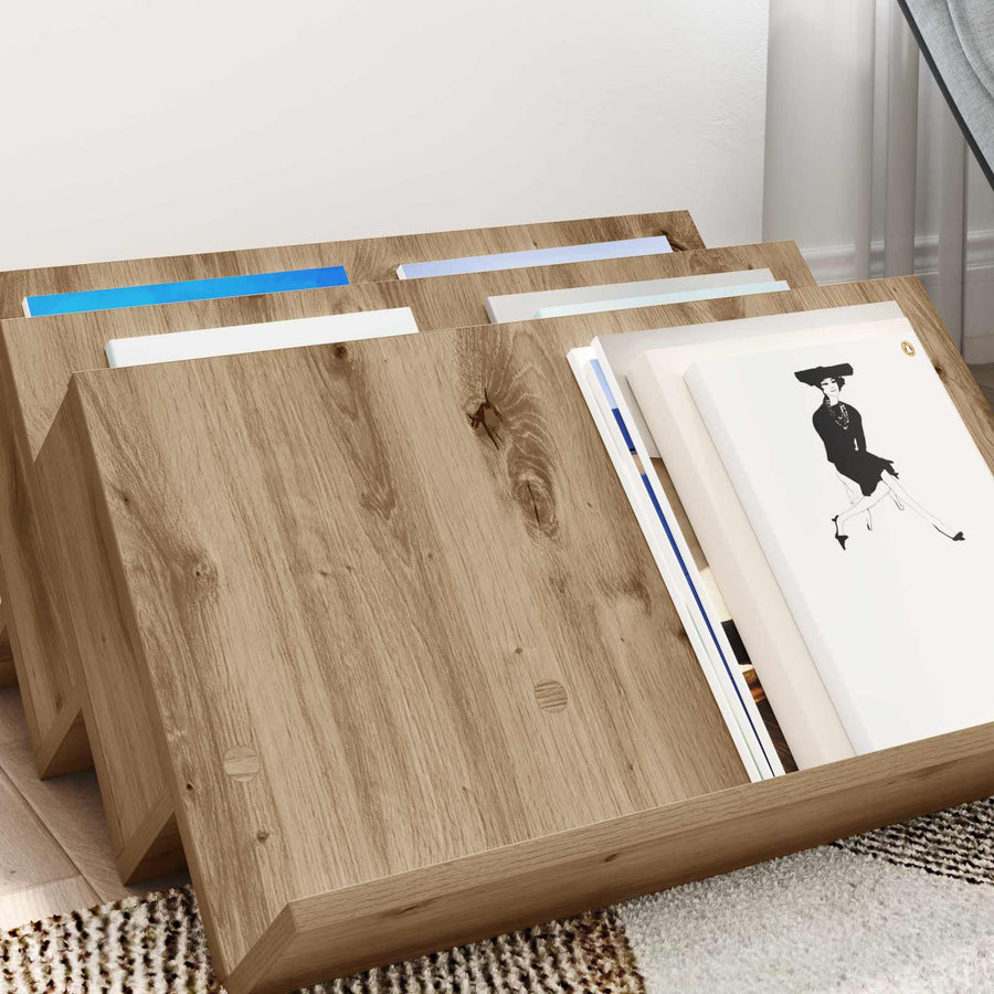 Bijzetkast Artisan Eiken 65 X 57,5 X 42 Cm Bewerkt Hout 65 x 53 x 28,5 cm artisanaal eikenkleurig