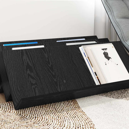 Bijzetkast Met Plank 90 X 57,5 X 42 Cm Bewerkt Hout 90 x 53 x 28,5 cm Zwart eiken