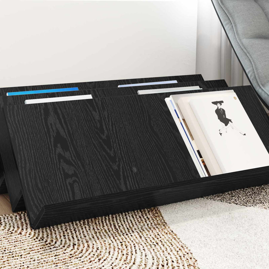 Bijzetkast Met Plank 90 X 57,5 X 42 Cm Bewerkt Hout 90 x 53 x 28,5 cm Zwart eiken