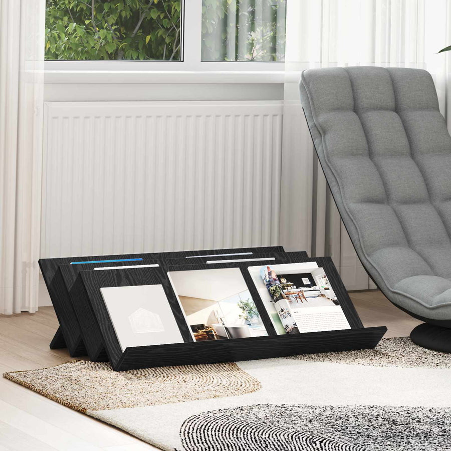 Bijzetkast Met Plank 90 X 57,5 X 42 Cm Bewerkt Hout 90 x 53 x 28,5 cm Zwart eiken