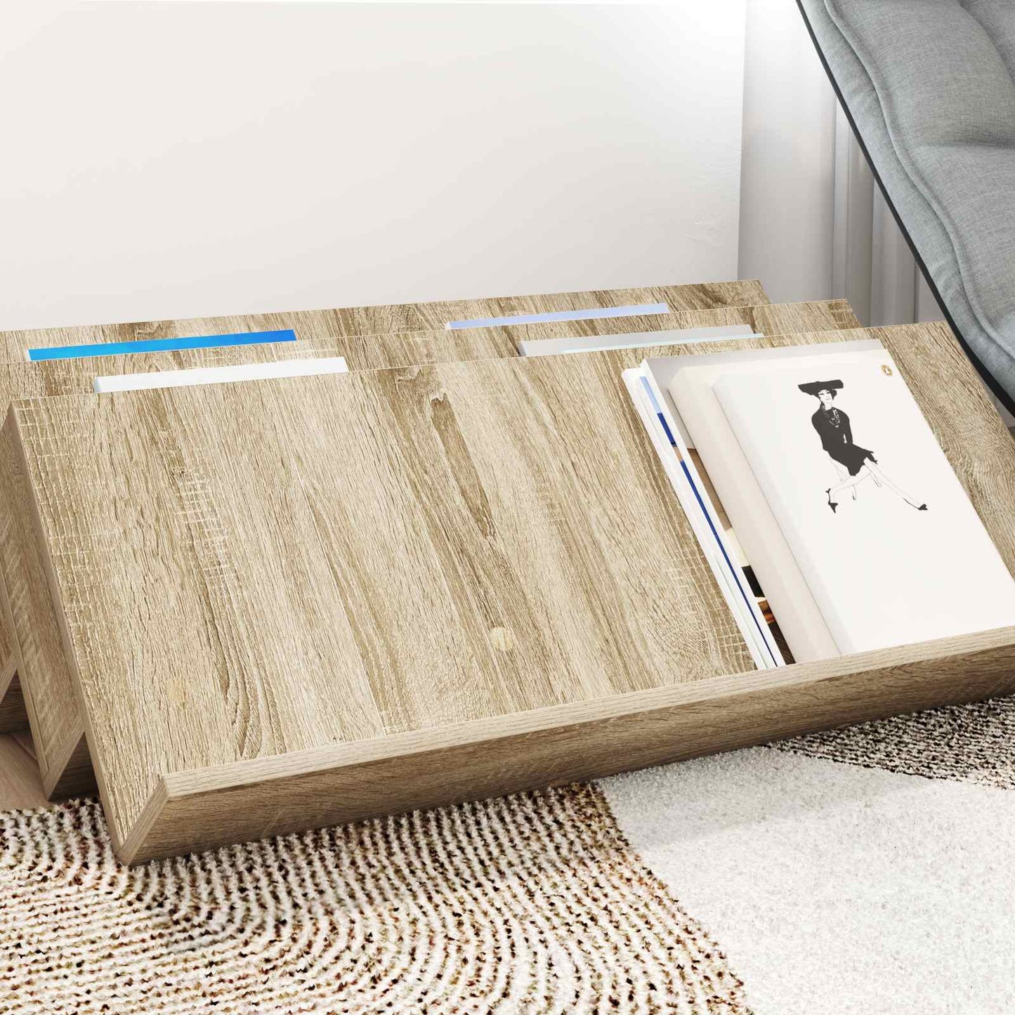 Bijzetkast 90 X 57,5 X 42 Cm Bewerkt Hout 90 x 53 x 28,5 cm Sonoma eiken
