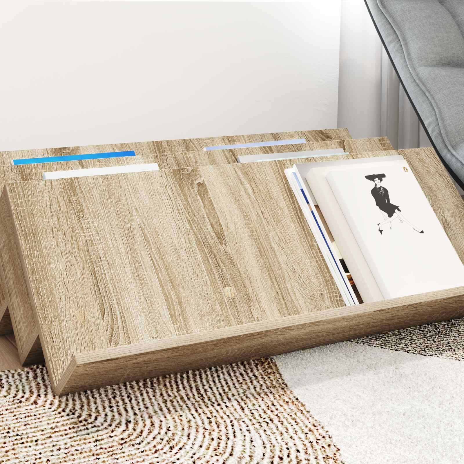 Bijzetkast 90 X 57,5 X 42 Cm Bewerkt Hout 90 x 53 x 28,5 cm Sonoma eiken