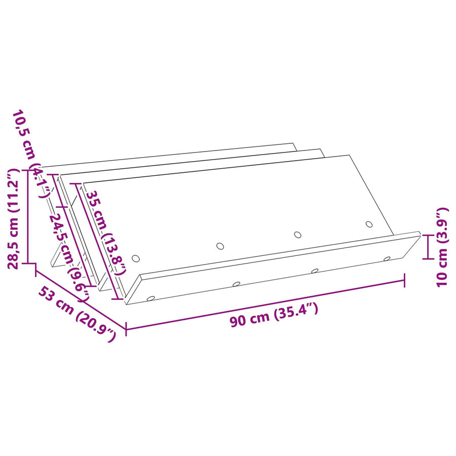 Bijzetkast 90 X 57,5 X 42 Cm Bewerkt Hout 90 x 53 x 28,5 cm Sonoma eiken