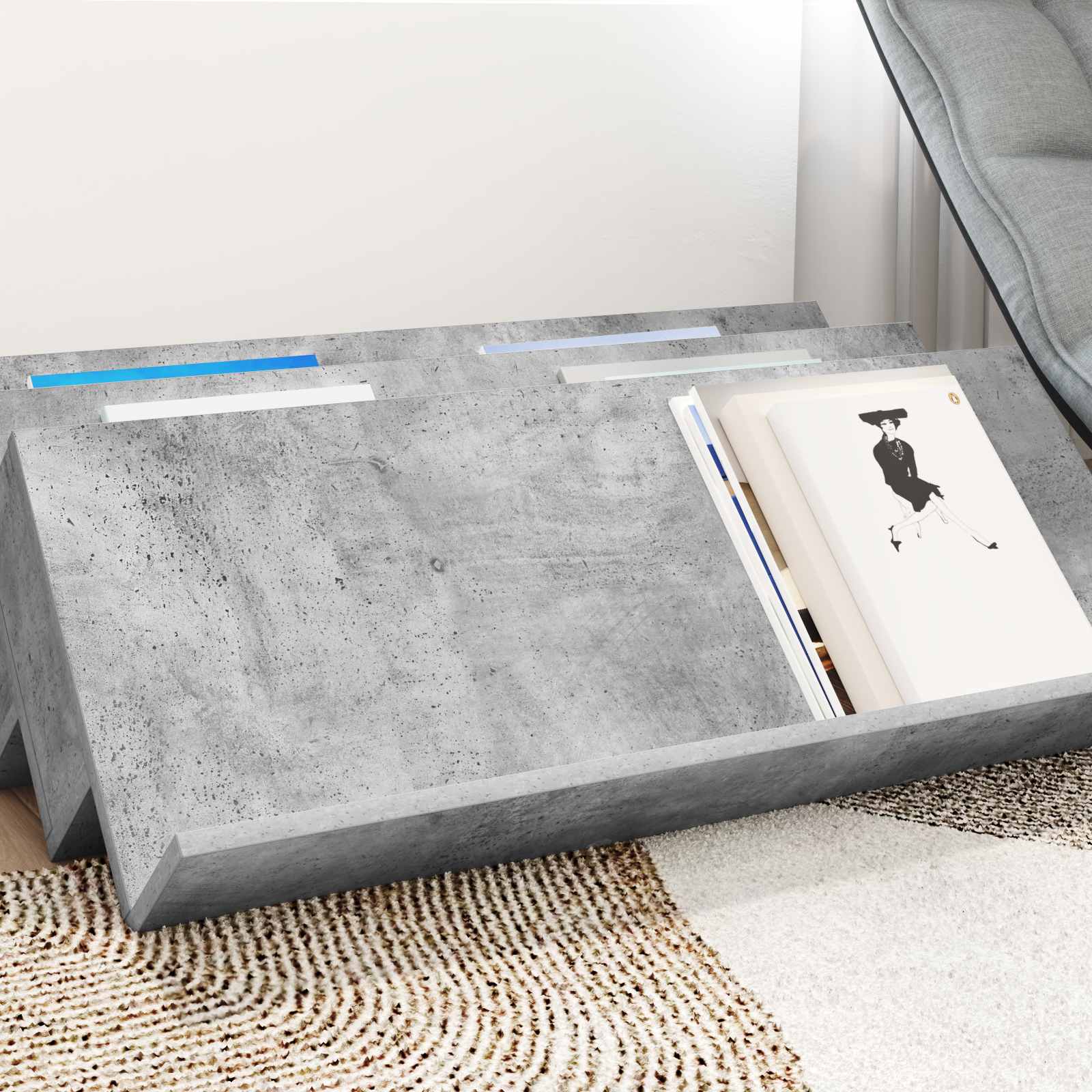 Bijzetkast Met Plank Beton Grijs 90 X 57,5 X 42 Cm Bewerkt Hout 90 x 53 x 28,5 cm Betongrijs