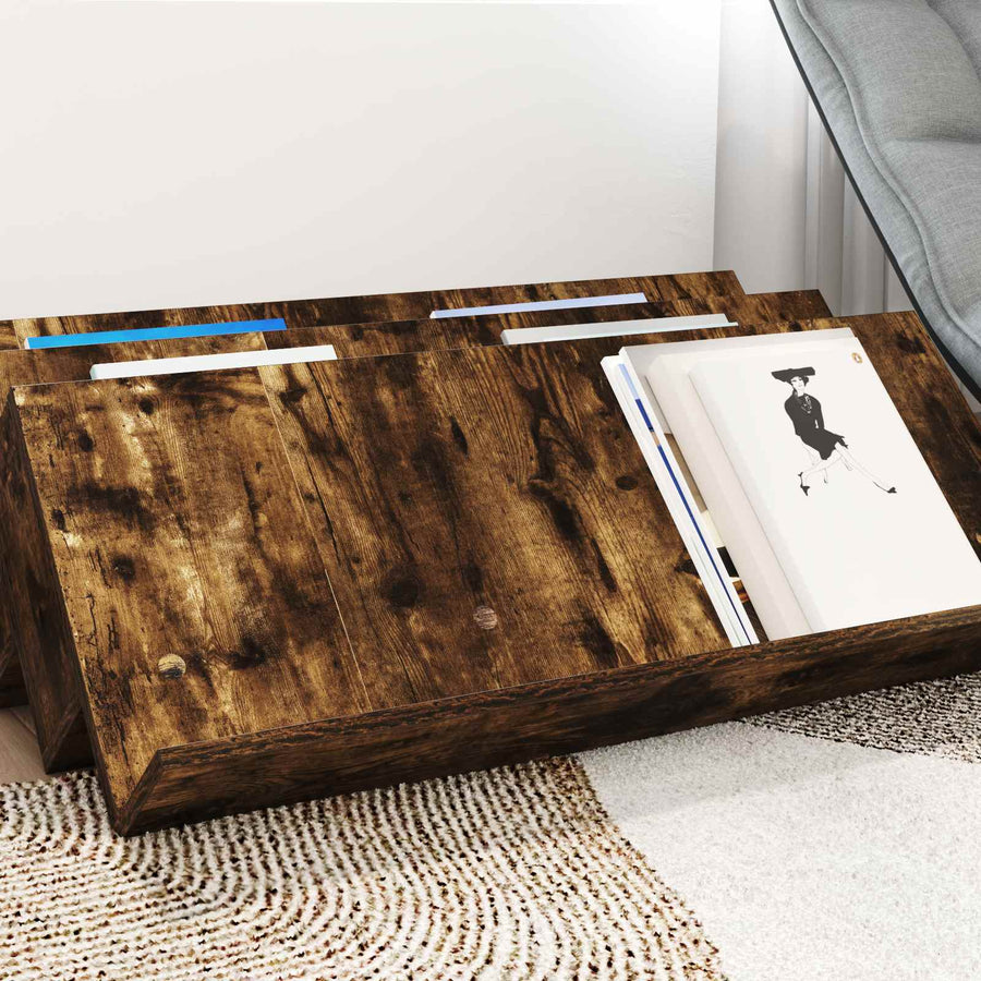 Bijzetkast 90 X 57,5 X 42 Cm Bewerkt Hout 90 x 53 x 28,5 cm Gerookt eiken