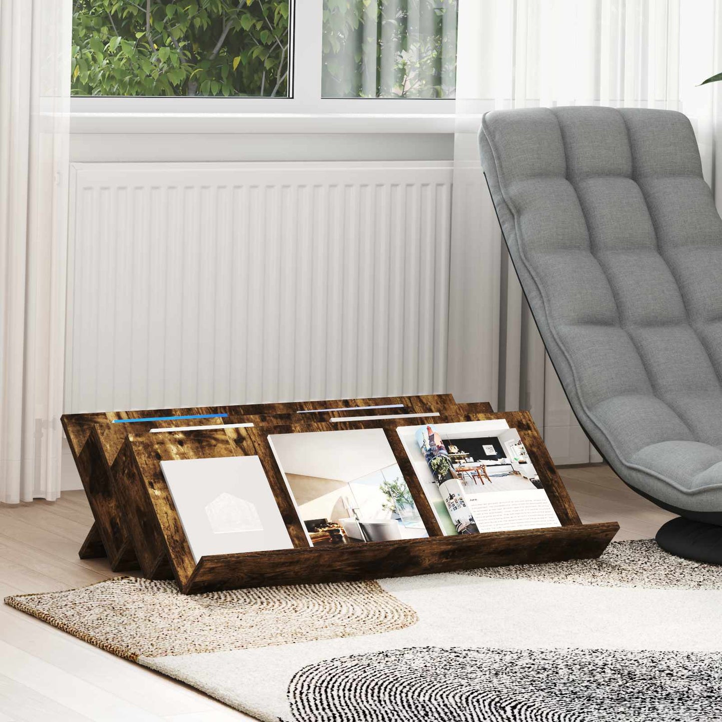 Bijzetkast 90 X 57,5 X 42 Cm Bewerkt Hout 90 x 53 x 28,5 cm Gerookt eiken