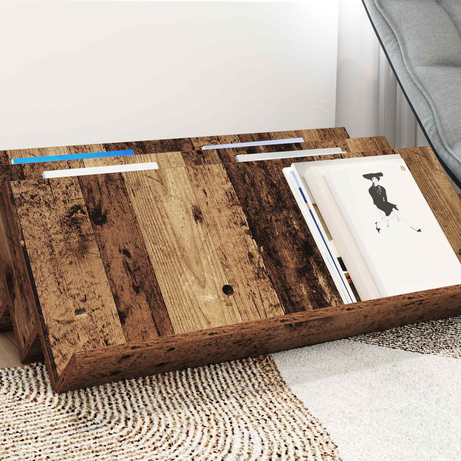 Bijzetkast Met Plank Oudhout 90 X 57,5 X 42 Cm Bewerkt Hout 90 x 53 x 28,5 cm Oud hout