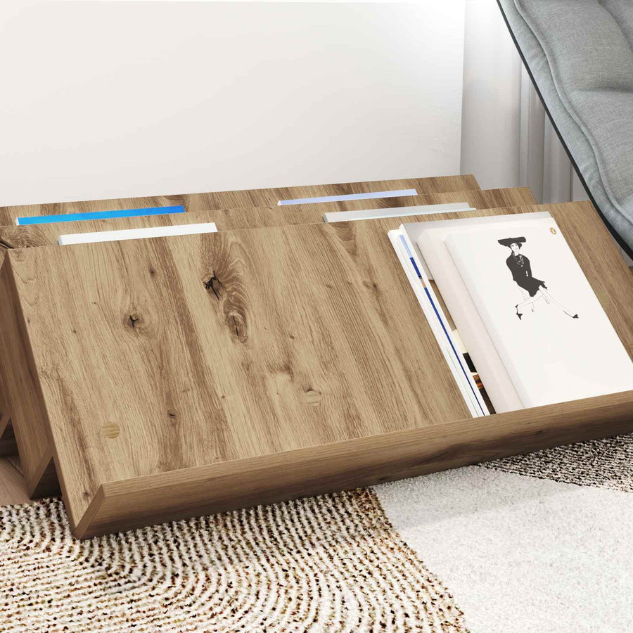 Bijzetkast Artisan Eiken 90 X 57,5 X 42 Cm Bewerkt Hout 90 x 53 x 28,5 cm artisanaal eikenkleurig