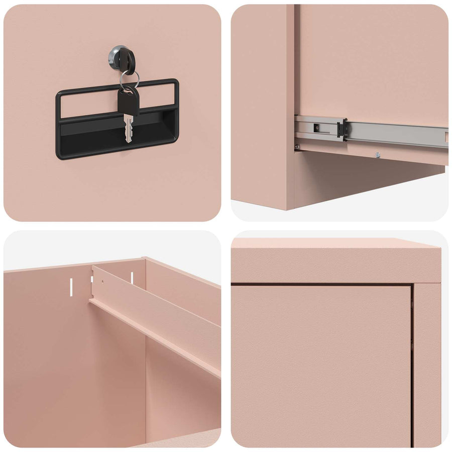 Bestandenkast 2 Pcs 44 X 50 X 106,5 Cm Koudgewalst Staal Roze