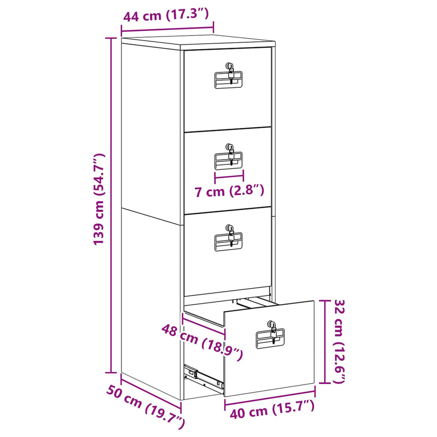 Bestandenkast 2 Pcs 44 X 50 X 106,5 Cm Koudgewalst Staal Roze