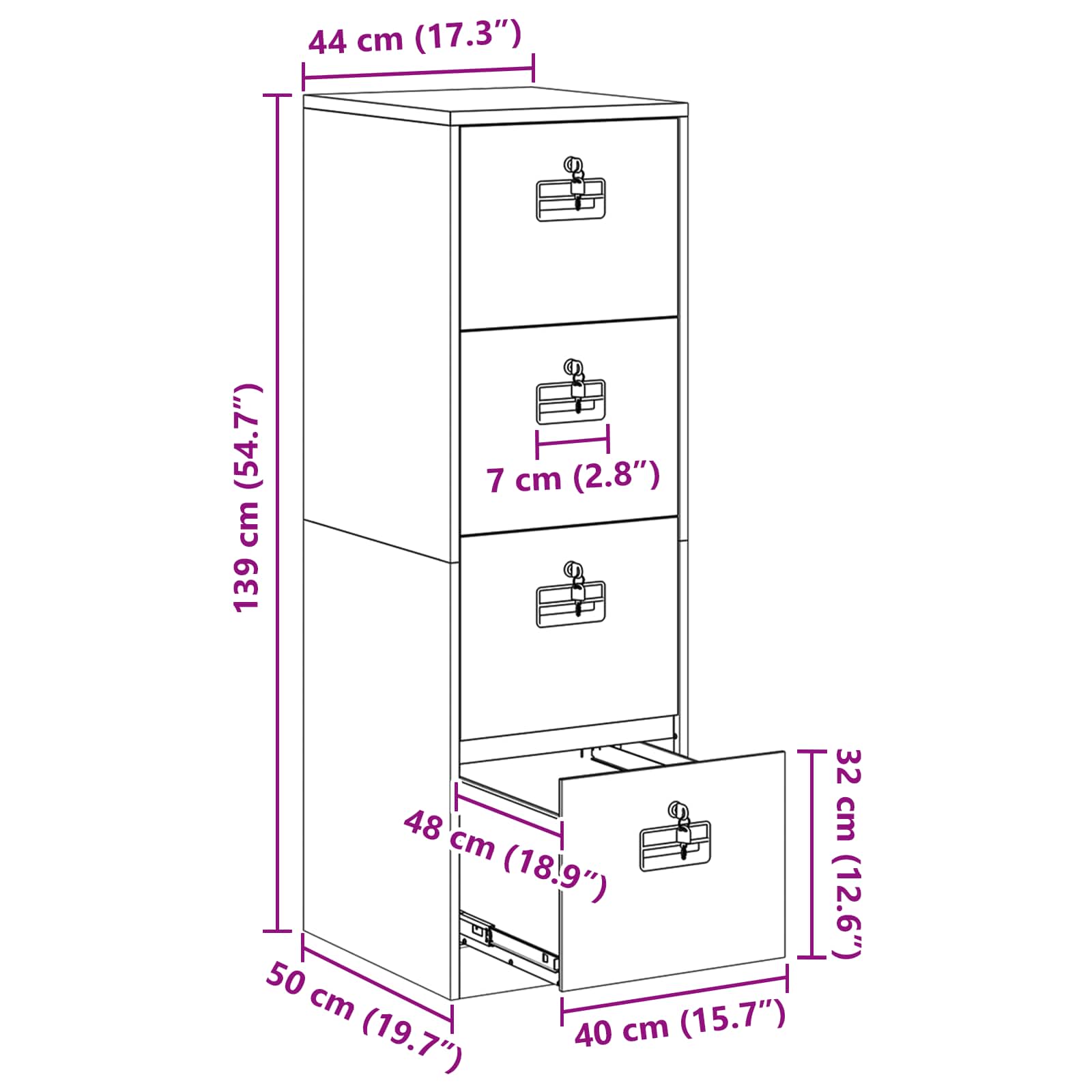 Bestandenkast met lade 2 pcs Mosterdgeel 44 x 50 x 106,5 cm