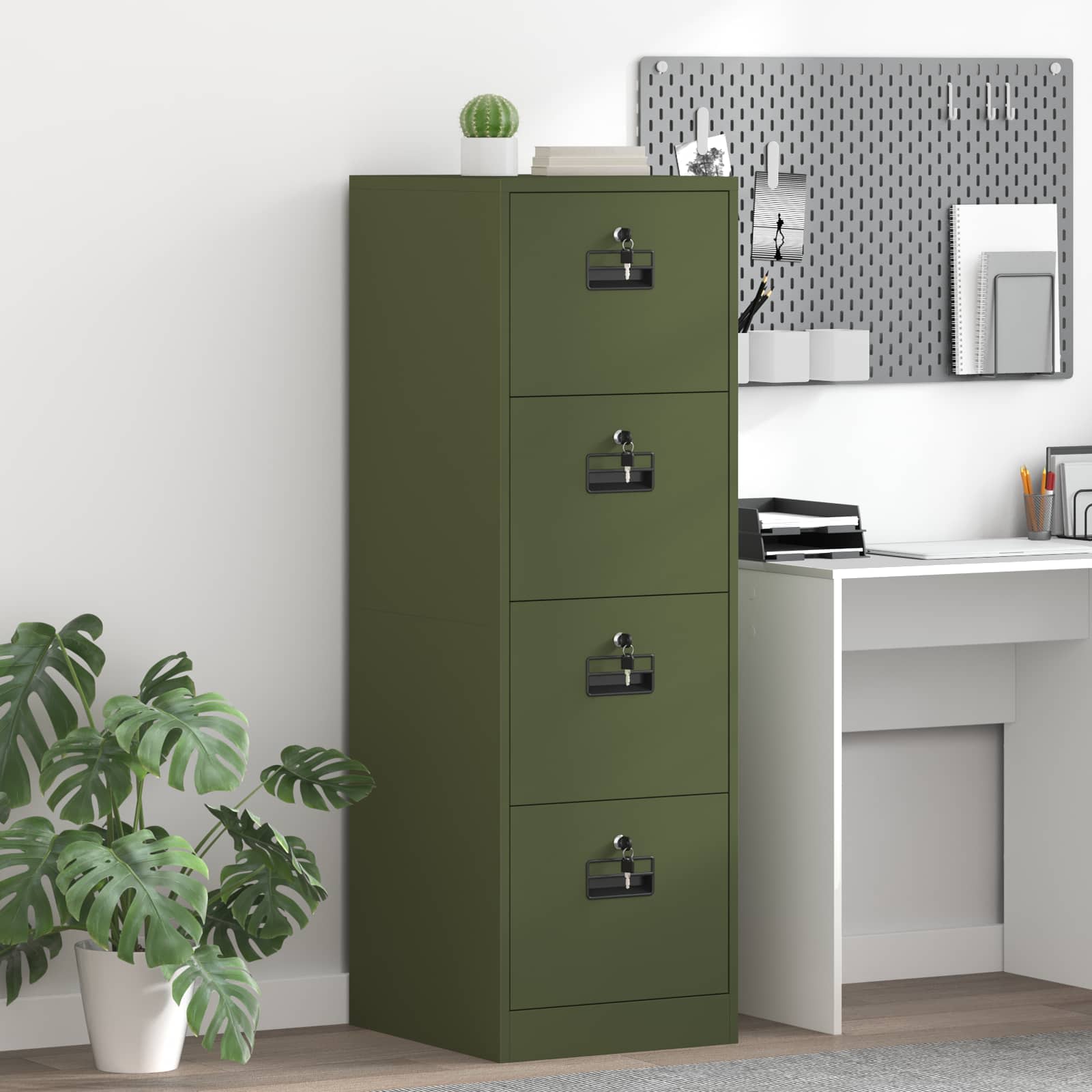 Bestandenkast met lade 2 pcs Olijf Groen 44 x 50 x 106,5 cm
