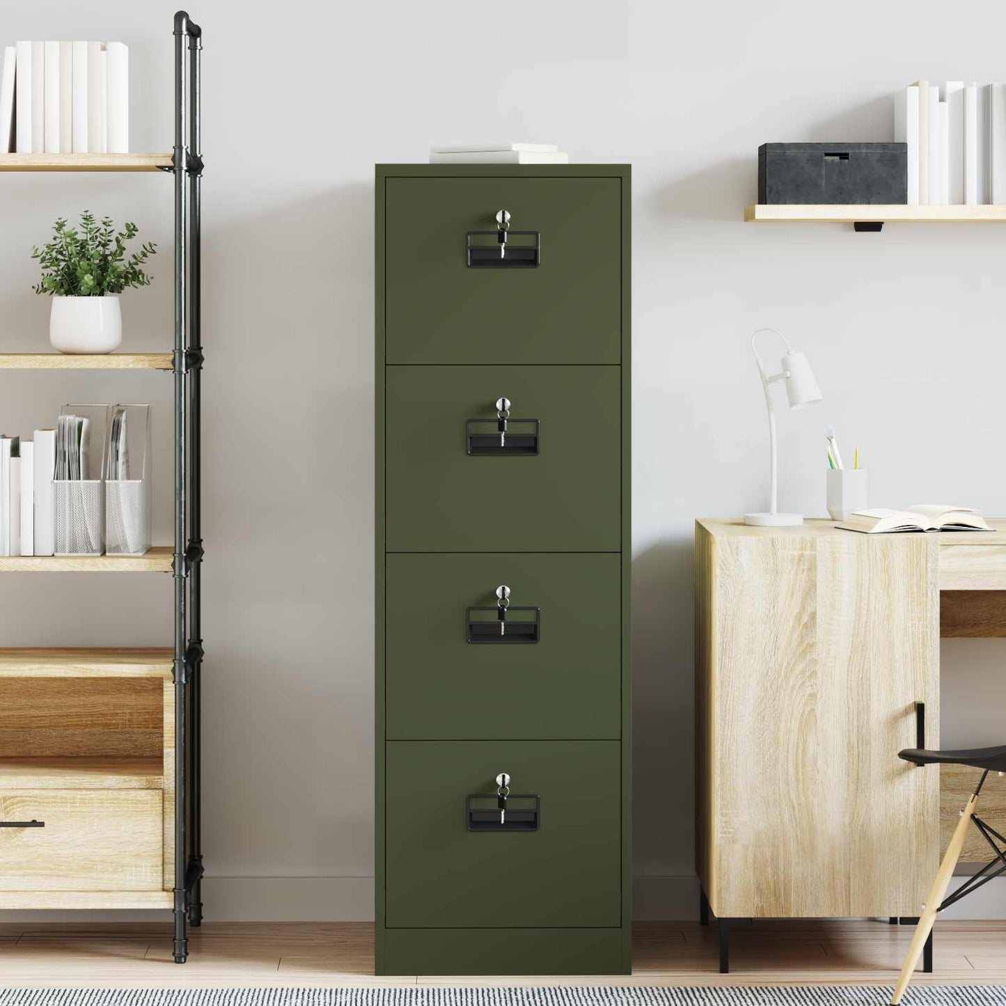 Bestandenkast met lade 2 pcs Olijf Groen 44 x 50 x 106,5 cm