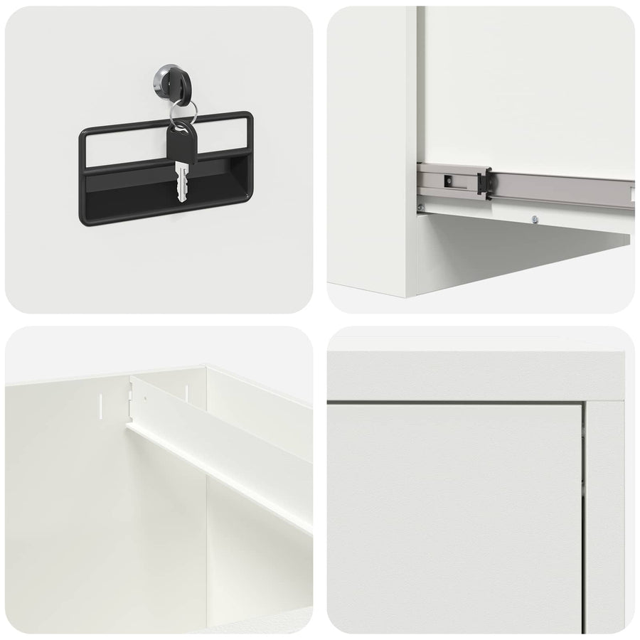 Bestandenkast 2 Pcs 44 X 50 X 106,5 Cm Koudgewalst Staal Wit