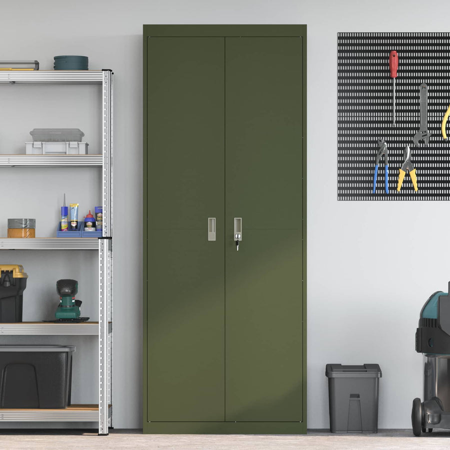 Opbergkast Olijf Groen 80 x 40 x 200 cm Staal
