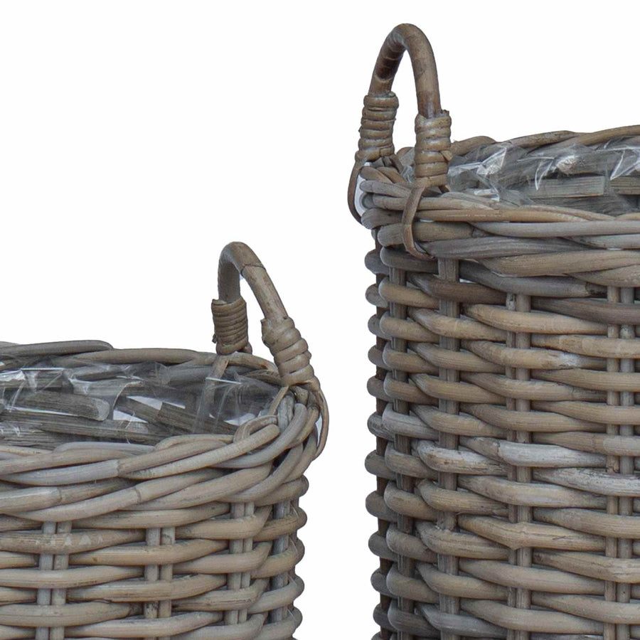 Plantermand met opslag 2 pcs Grijs Lacak Riet