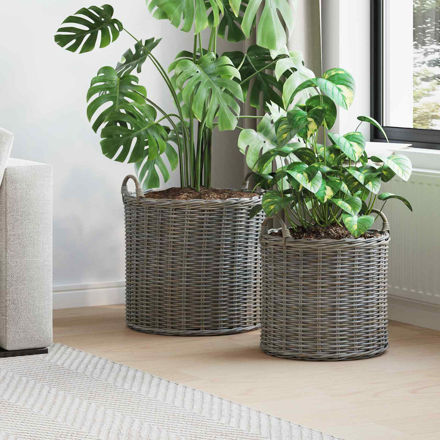 Plantermand met opslag 2 pcs Grijs Lacak Riet