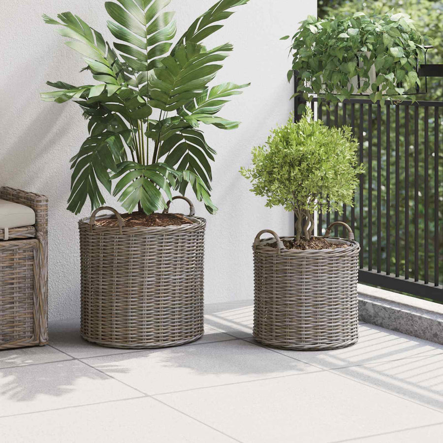 Plantermand met opslag 2 pcs Grijs Lacak Riet