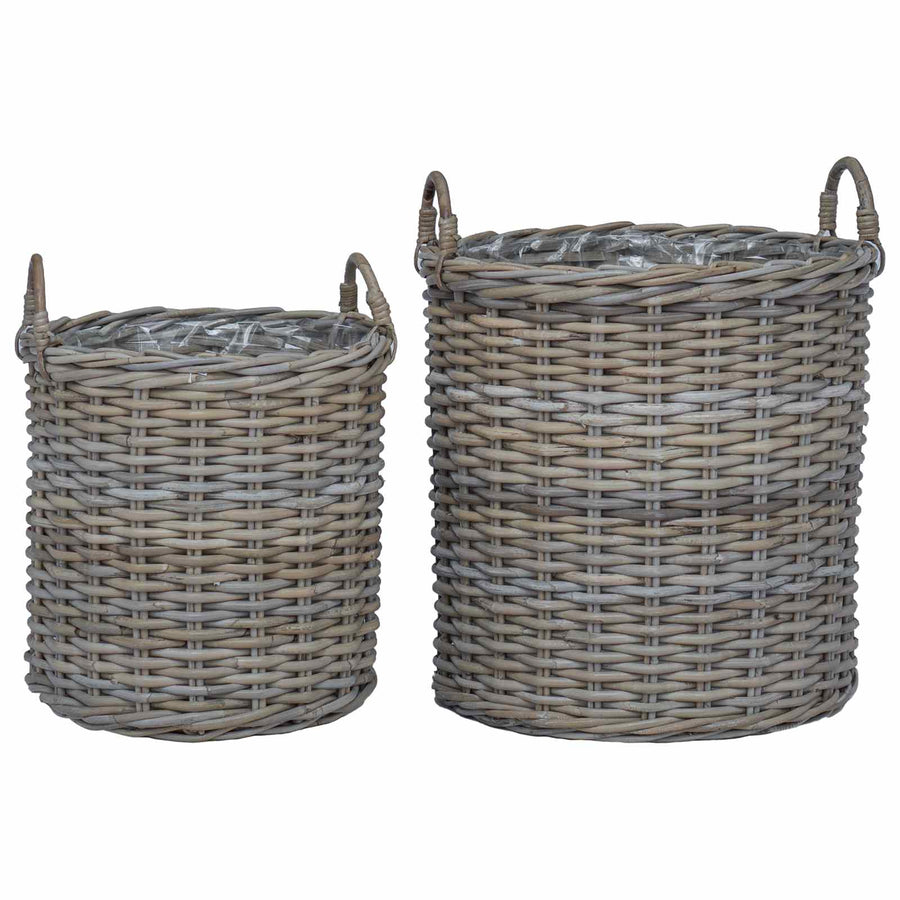 Plantermand met opslag 2 pcs Grijs Lacak Riet