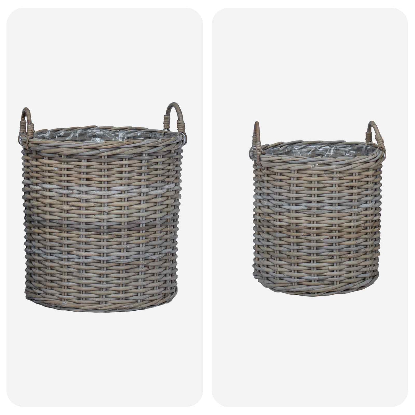 Plantermand met opslag 2 pcs Grijs Lacak Riet