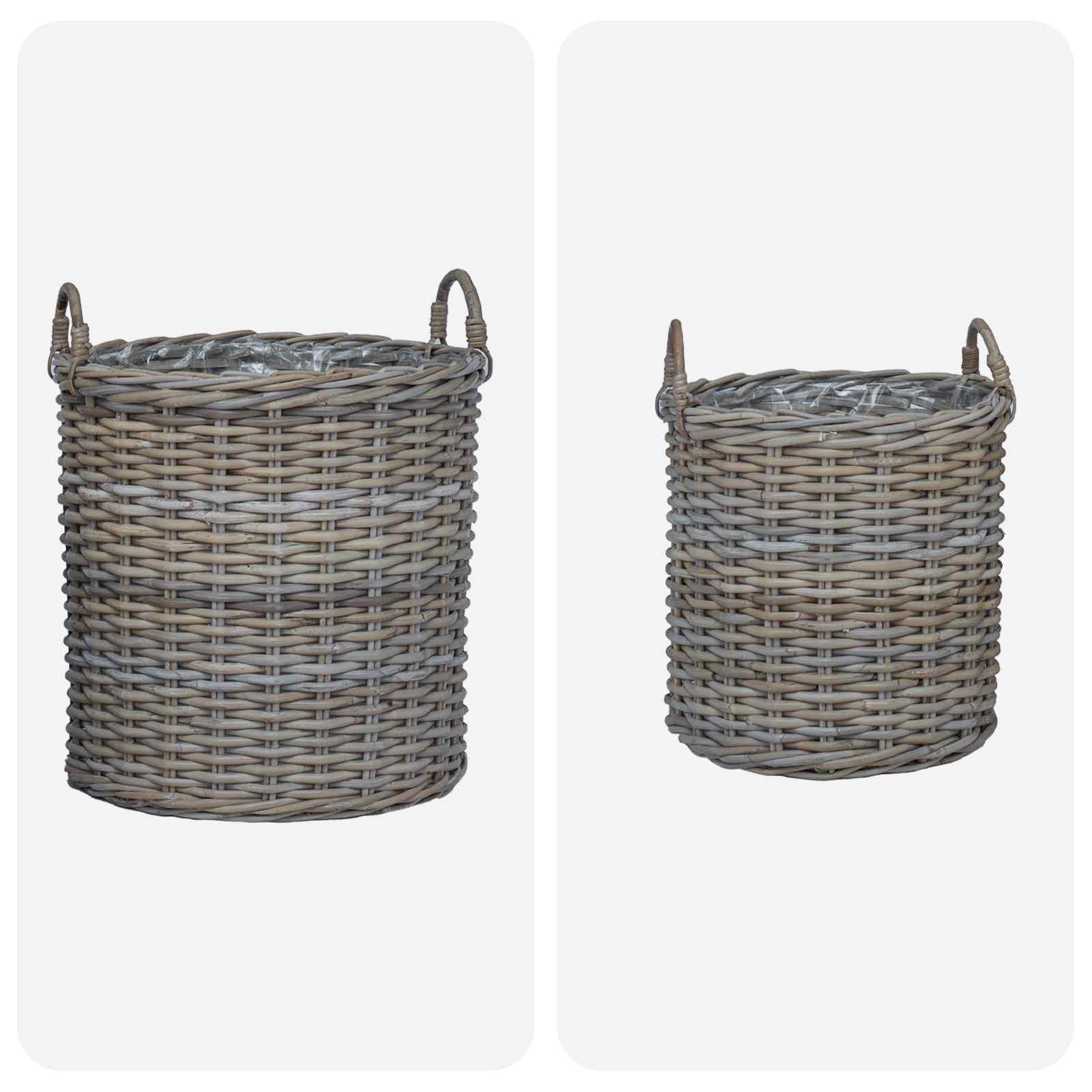 Plantermand met opslag 2 pcs Grijs Lacak Riet
