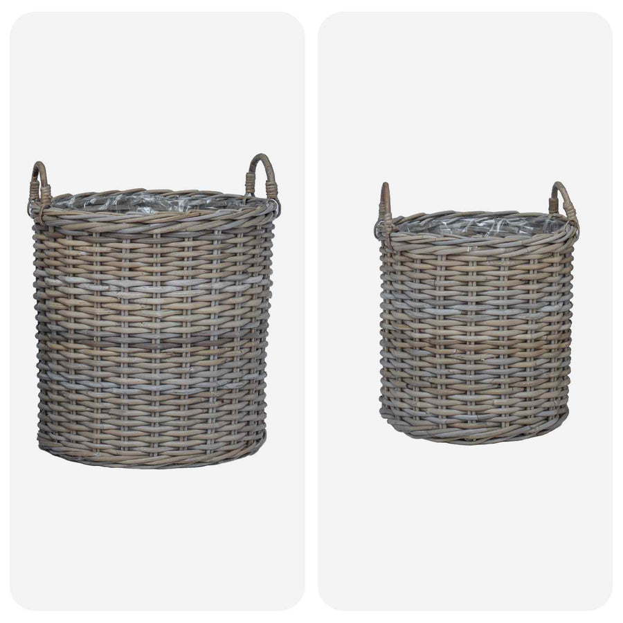 Plantermand met opslag 2 pcs Grijs Lacak Riet