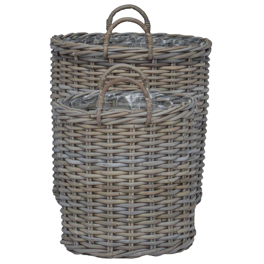 Plantermand met opslag 2 pcs Grijs Lacak Riet