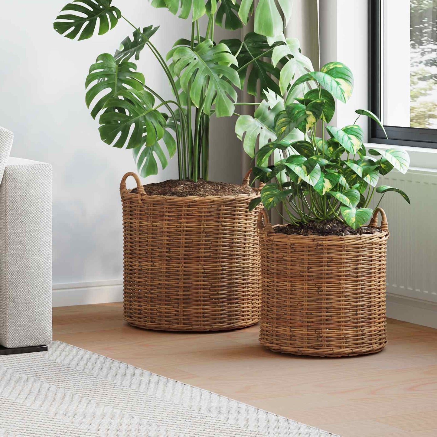 Plantermand met opslag 2 pcs Bruin Lacak Riet