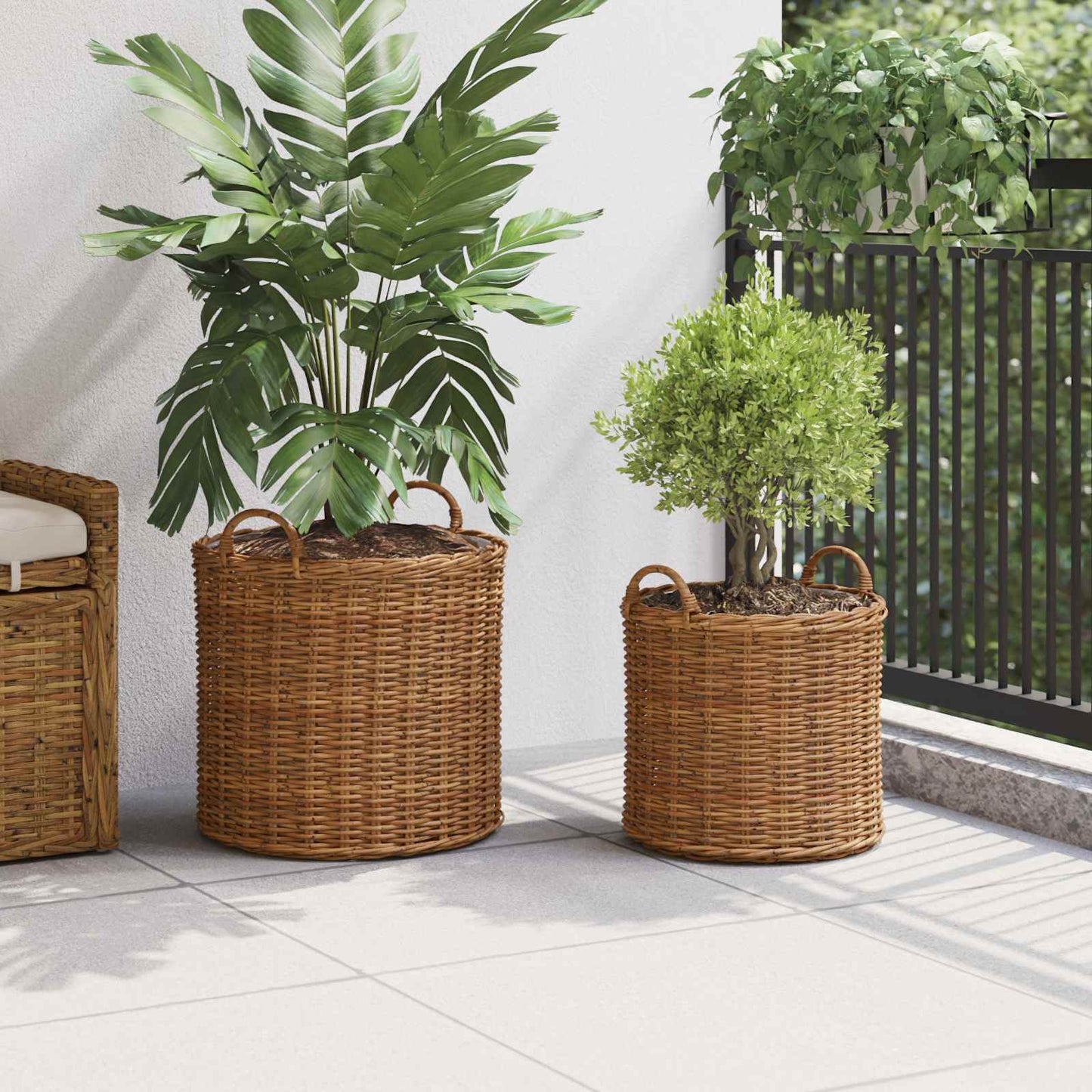 Plantermand met opslag 2 pcs Bruin Lacak Riet