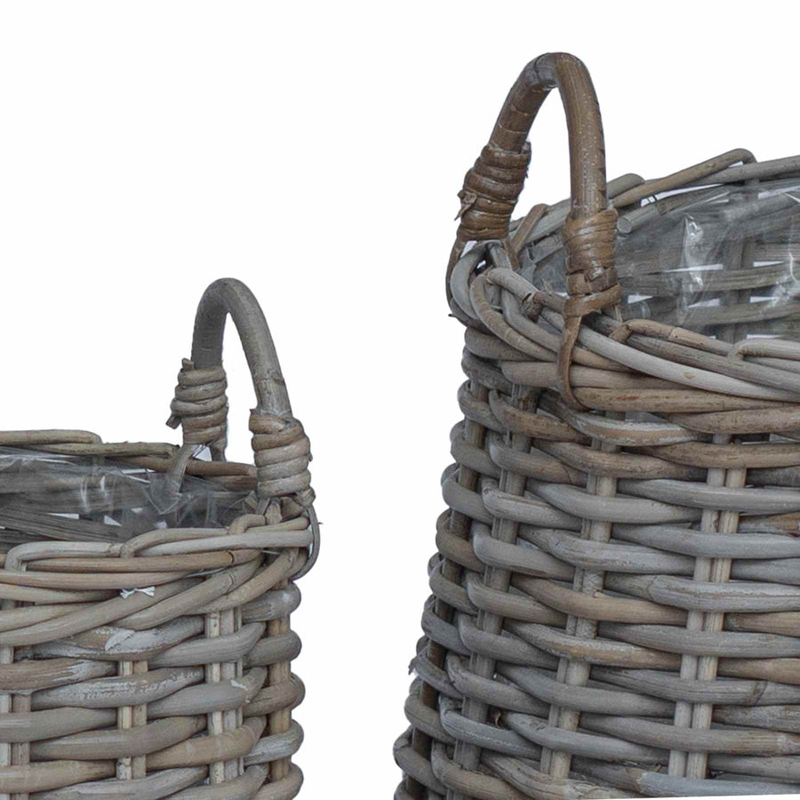 Plantermand met opslag 2 pcs Grijs Lacak Riet