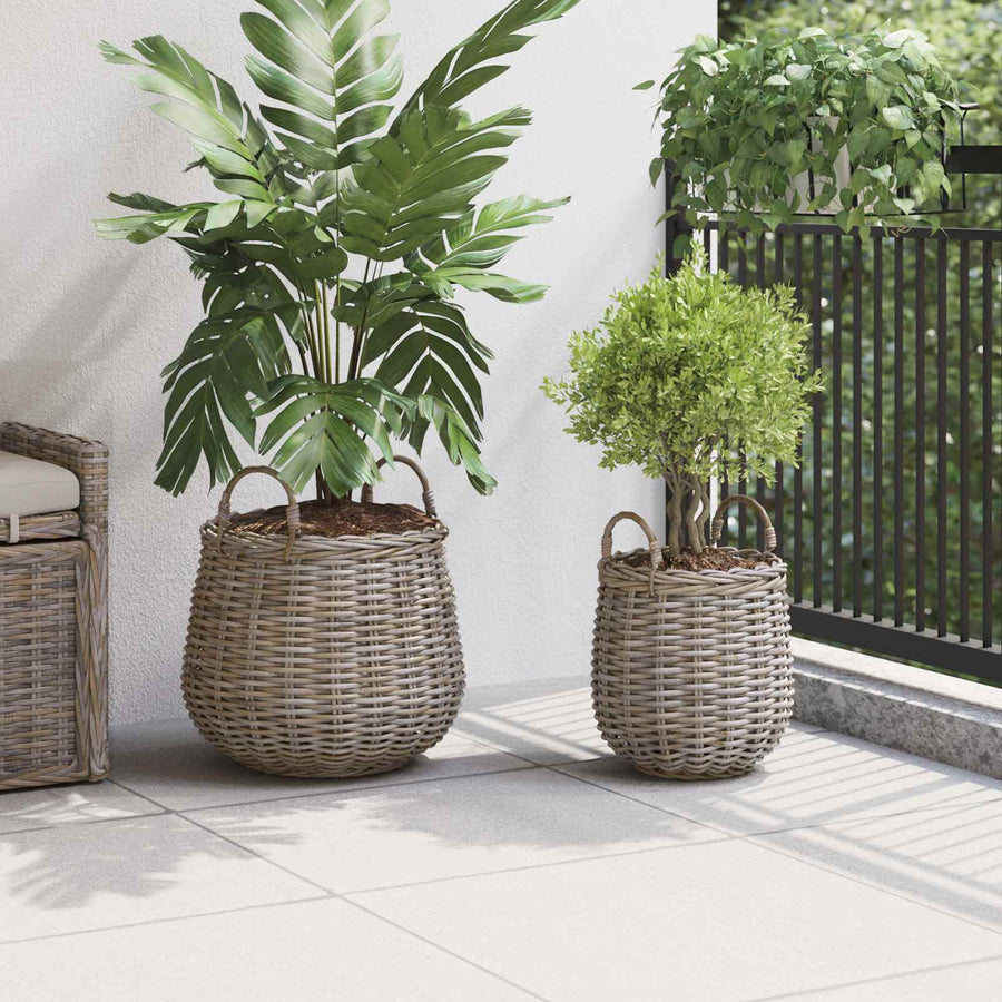 Plantermand met opslag 2 pcs Grijs Lacak Riet