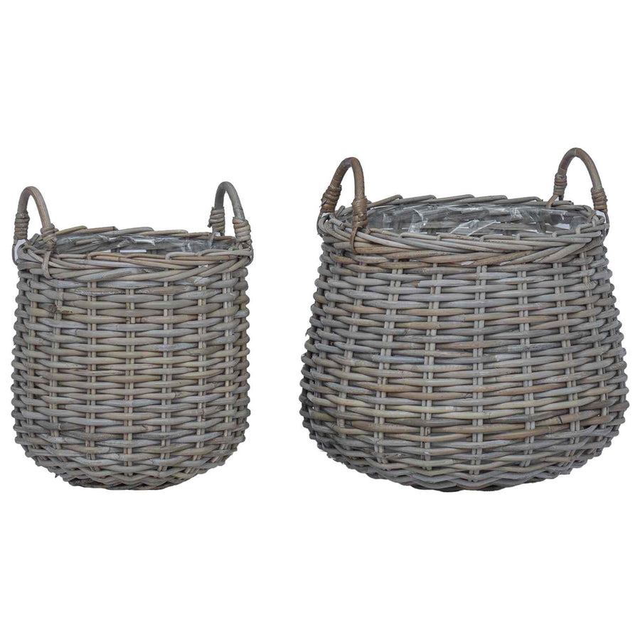 Plantermand met opslag 2 pcs Grijs Lacak Riet