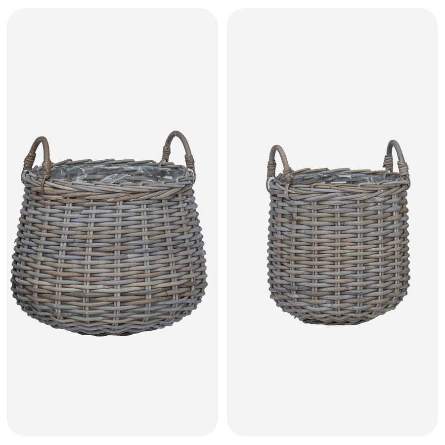 Plantermand met opslag 2 pcs Grijs Lacak Riet