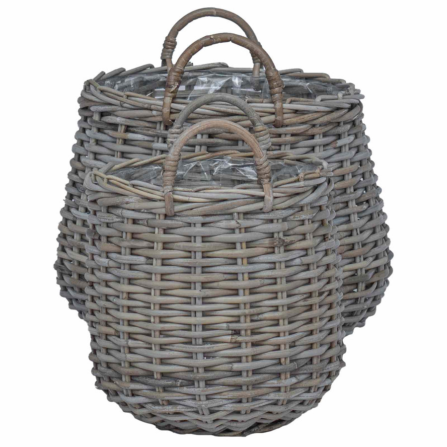 Plantermand met opslag 2 pcs Grijs Lacak Riet