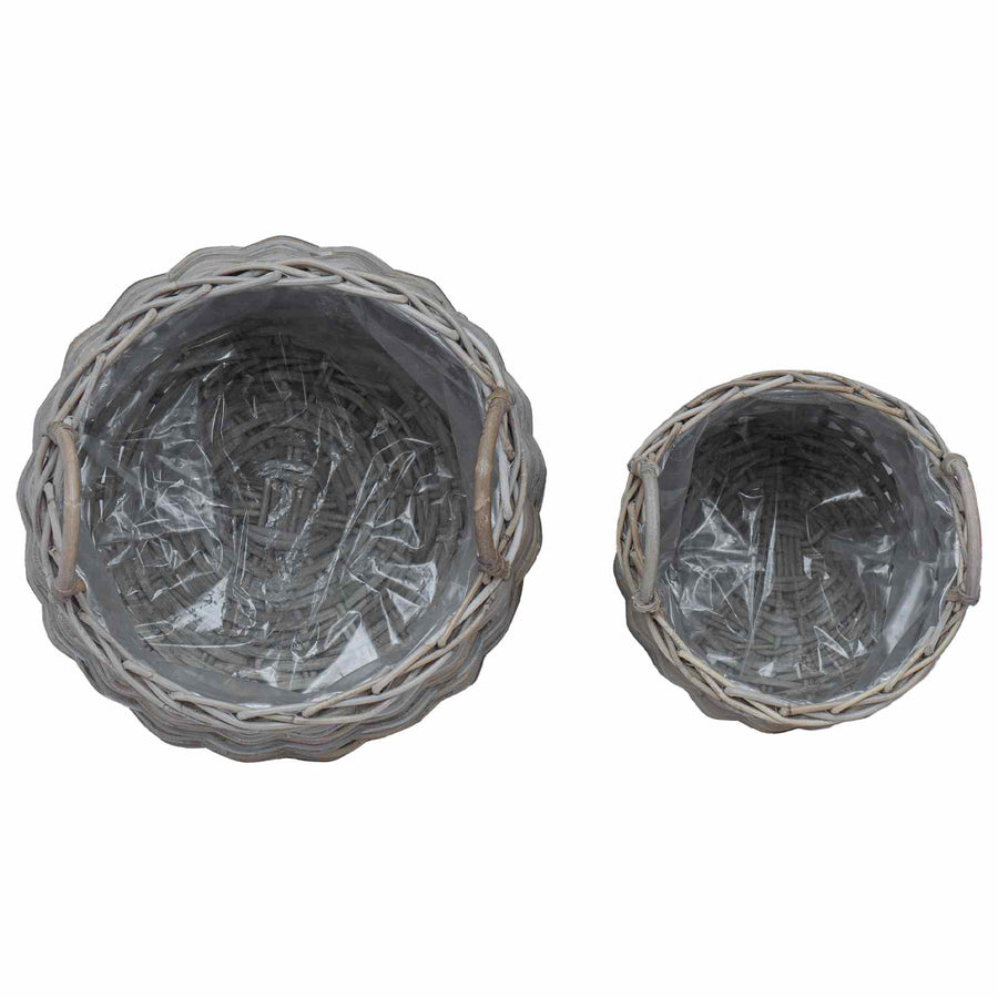 Plantermand met opslag 2 pcs Grijs Lacak Riet
