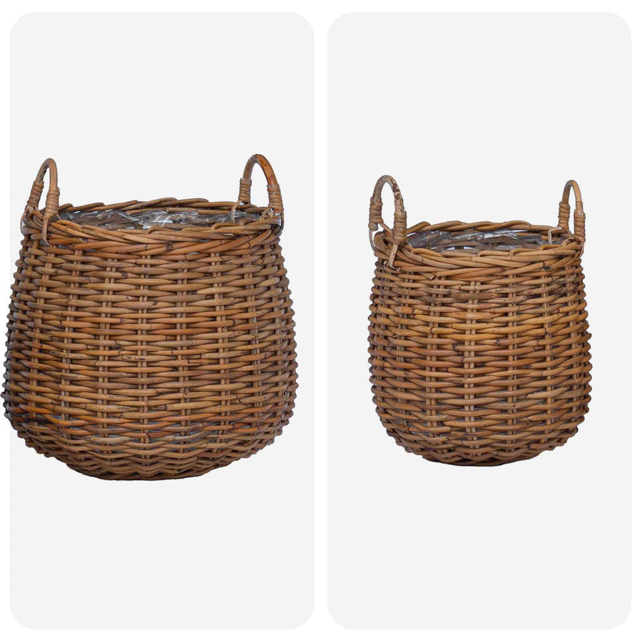 Plantermand met opslag 2 pcs Bruin Lacak Riet