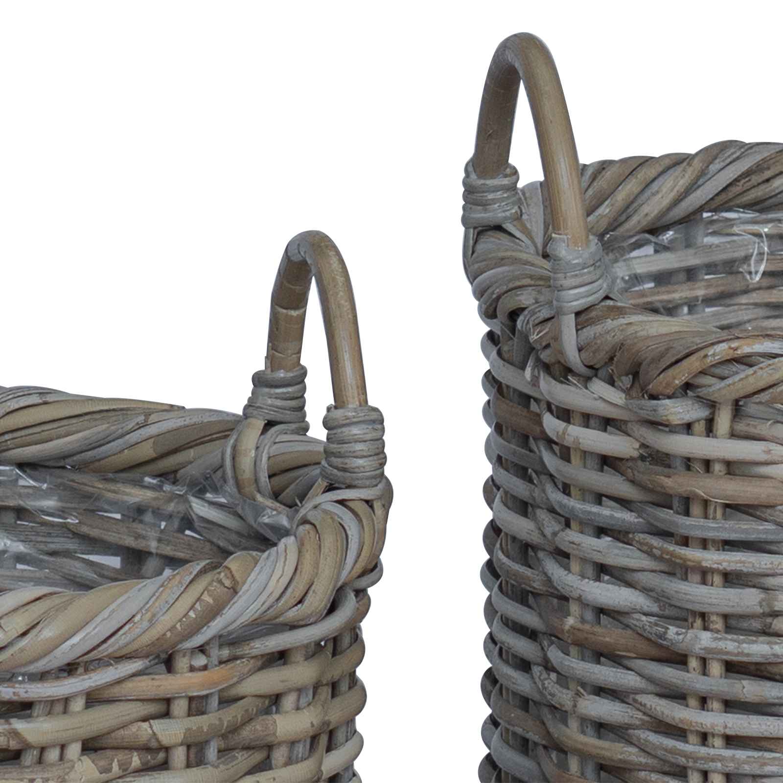 Plantenmand met opslag 3 pcs Grijs Kubu Rattan