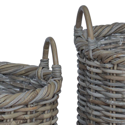 Plantenmand met opslag 3 pcs Grijs Kubu Rattan